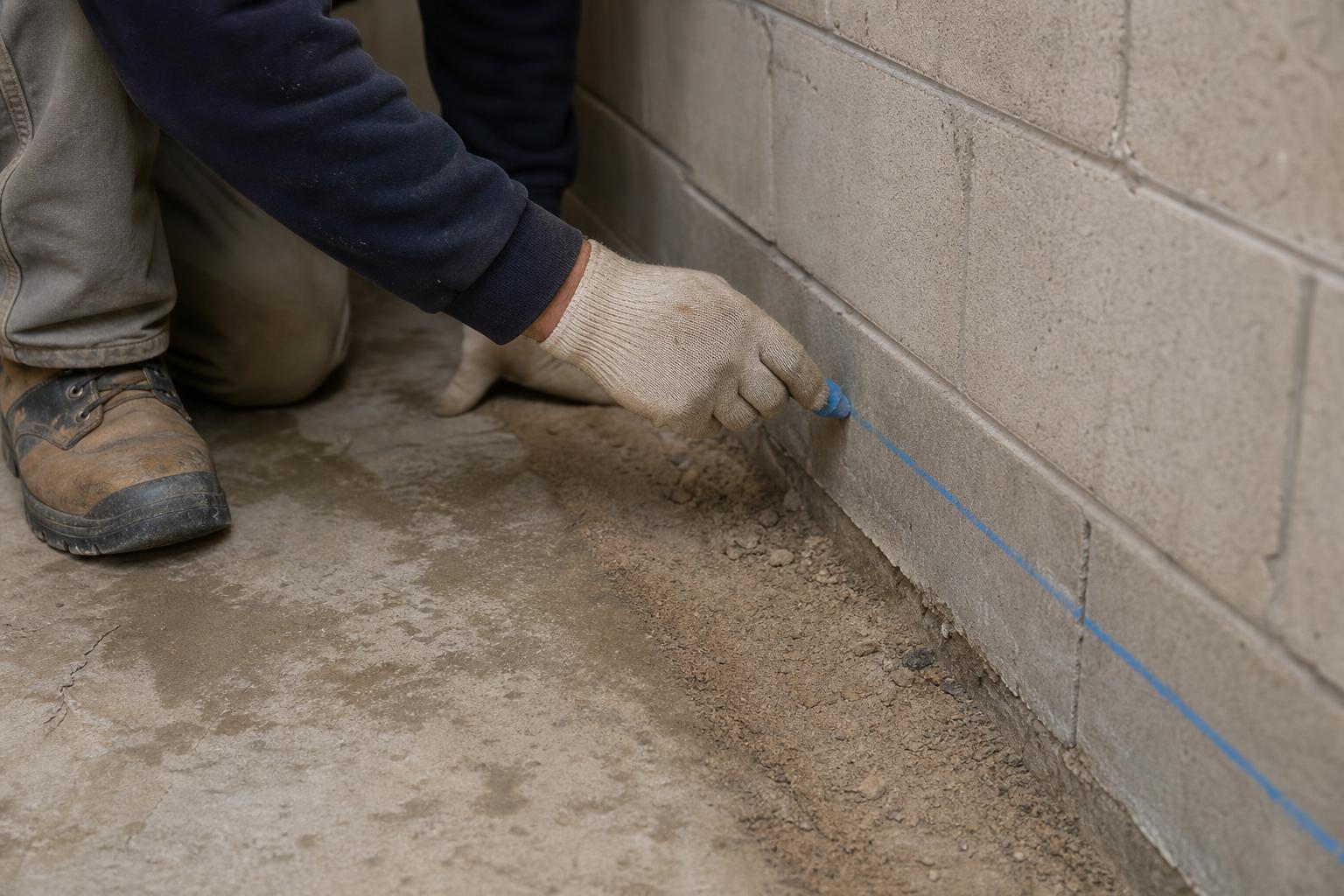 AI-generated illustration representing the Dryer Basement Waterproofing Fort Wayne assessment and repair process — for reference only, not an actual photo